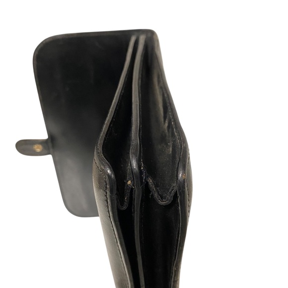 Bally Black and Gold Leather Wristlet Clutch with Elegant Clasp